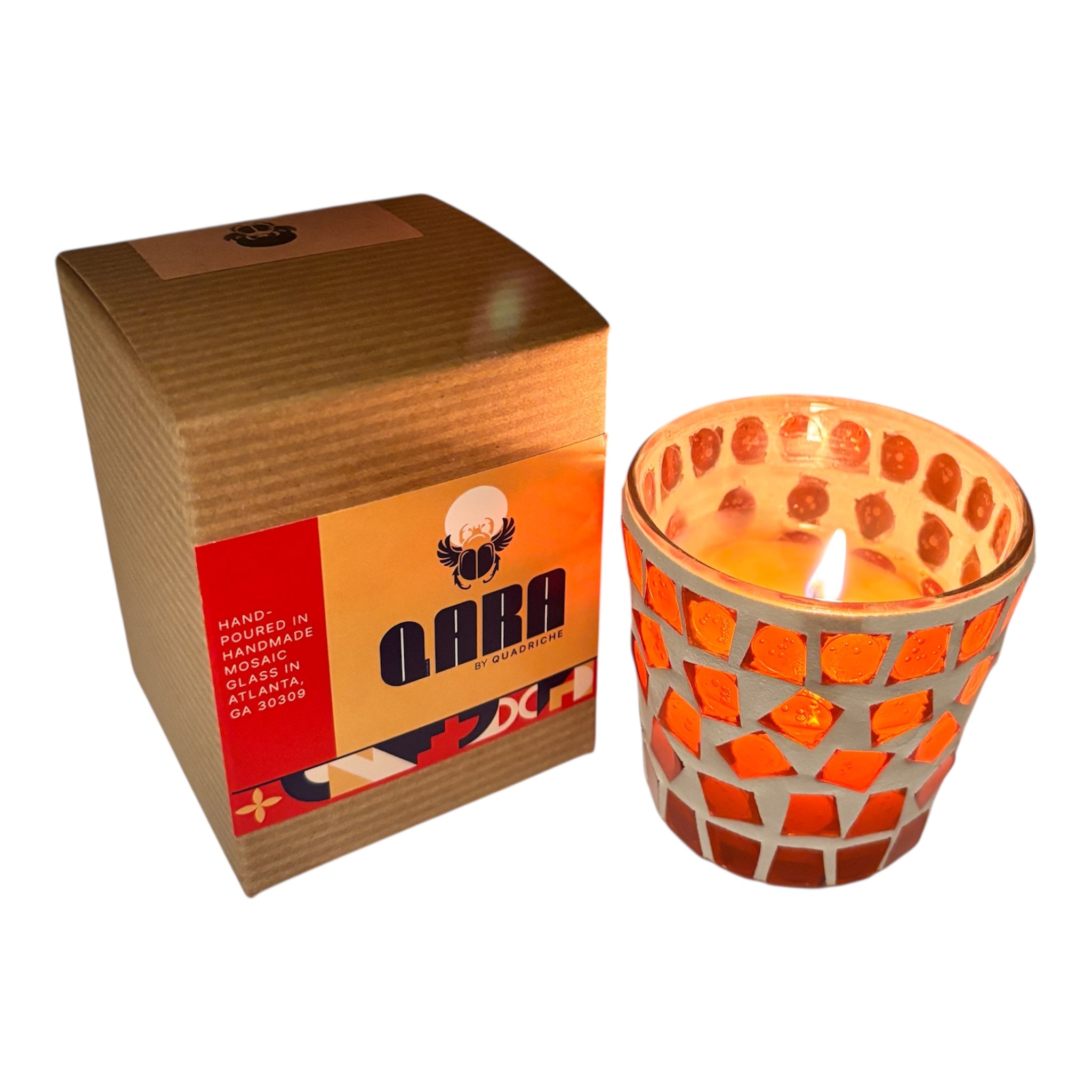 QARA Mosaic Glass Orangewood Reserve Candle