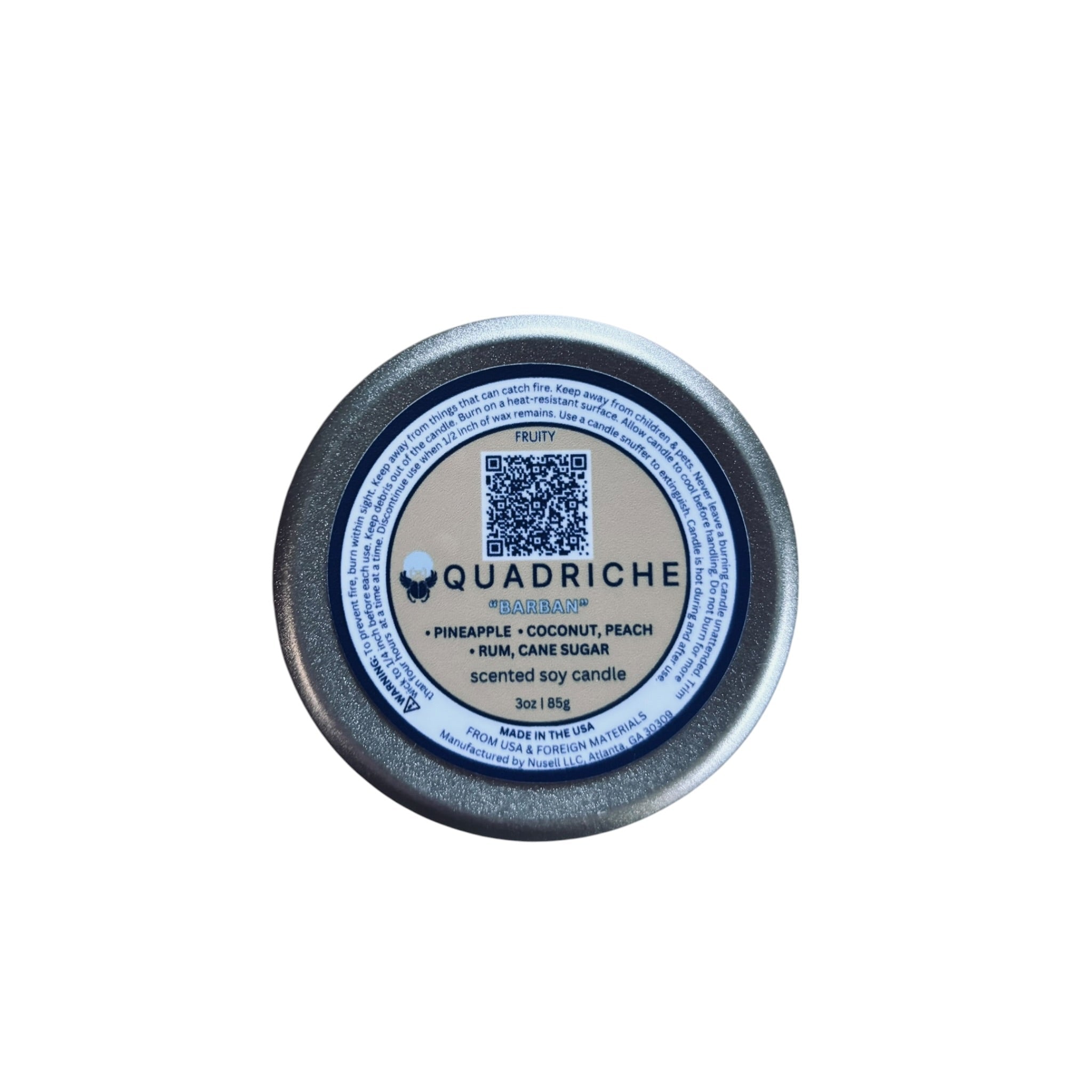 Barban Discovery Travel Tin (3oz) - Quadriche - Travel Candle