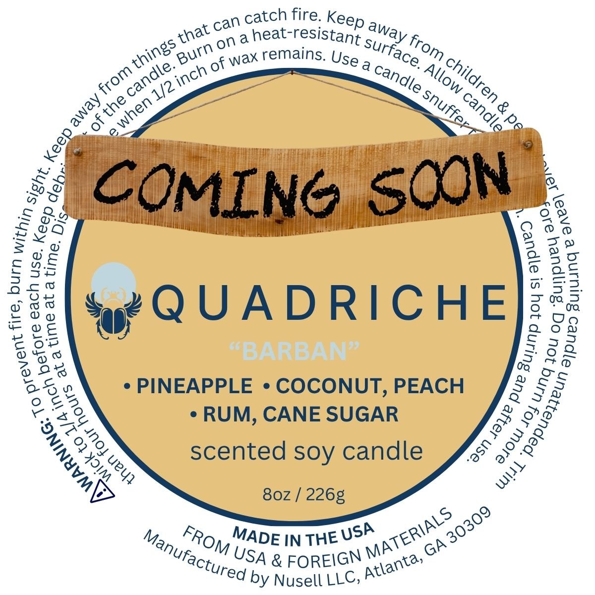BARBAN Peach Coconut Rum Sugar Jar Candle - Quadriche - Candle