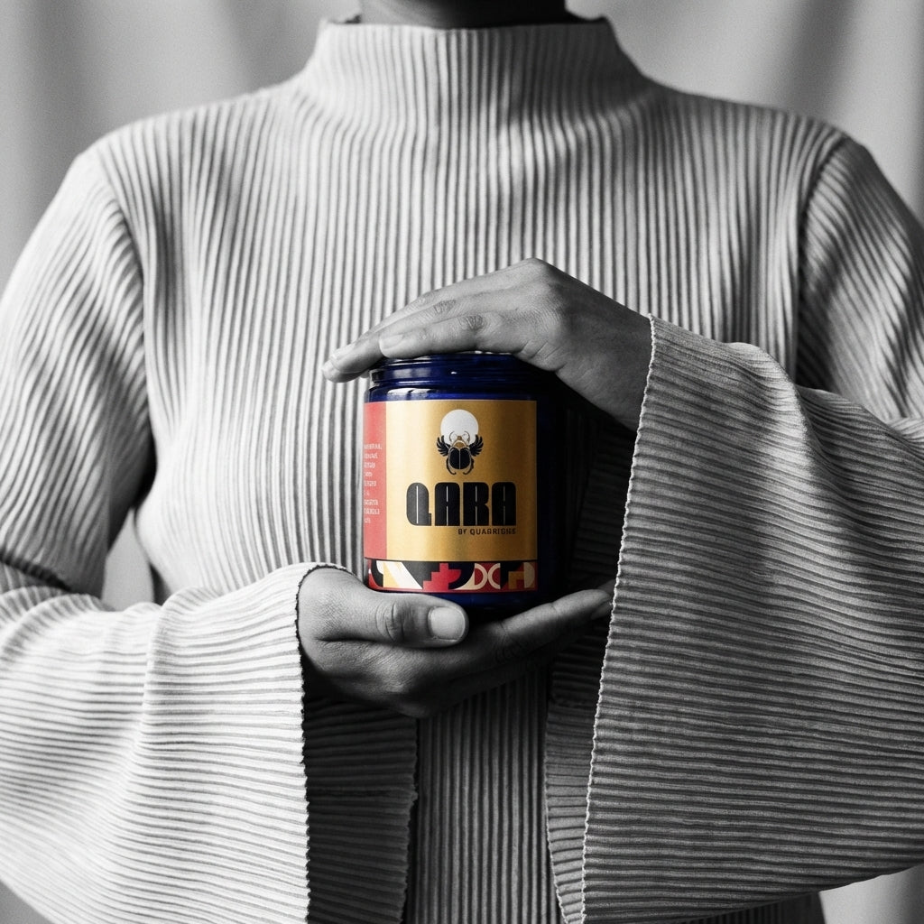 Lifestyle image of Orangewood Reserve natural scented candle by Quadriche.